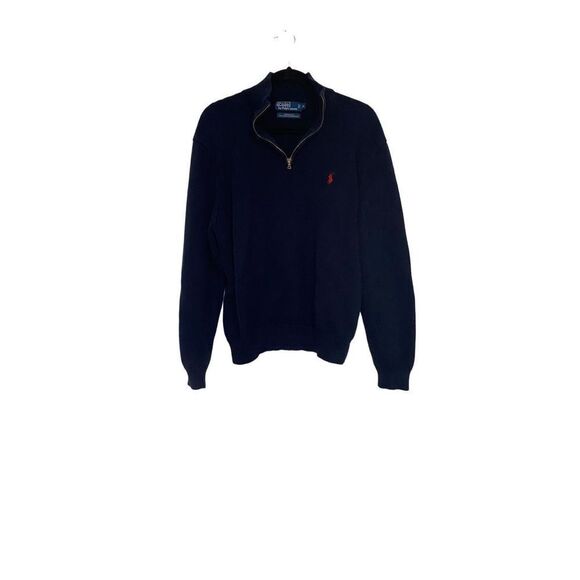 Men’s Ralph Lauren Navy Blue Quarter Zip Knit Sweater - Picture 1 of 4